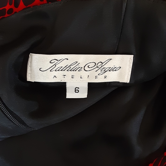 Kathlin Argiro Red/black 100% Silk dressy dress size 6 - Picture 5 of 5